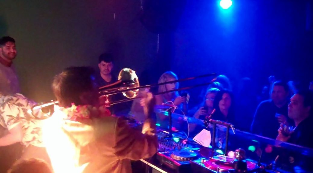 Maynard playing trombone Madd Club Jack the House 3