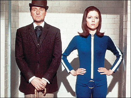 John Steed & Emma Peel from 60s legendary TV show The Avengers.