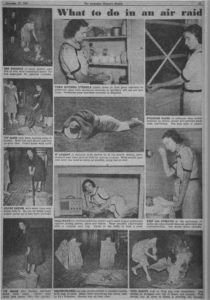 December 1941, Australian Women's Weekly, What To Do in an Air Raid. This advice also holds good when your housemate has a rave at your share house.