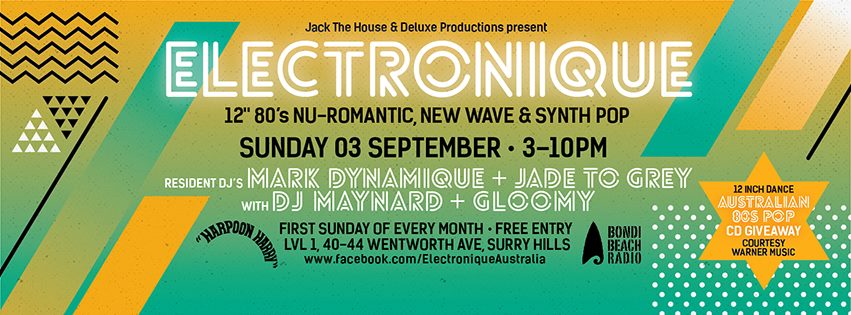 Maynard plays Electronique 4-5pm Sunday New Romantic 3rd Sept
