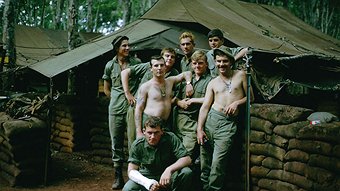 Phil with Australian soldiers at Nui Dhat