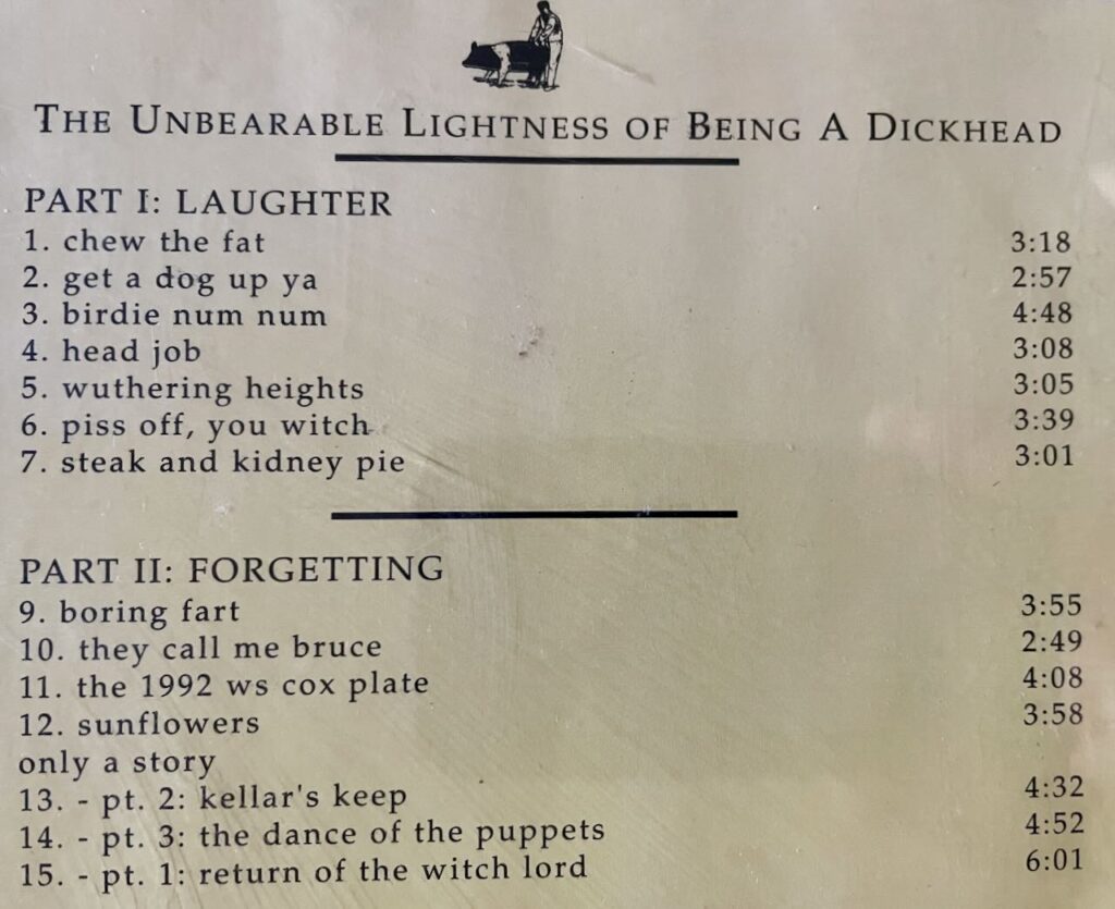 The track listing of the legendary album from Mr Floppy.