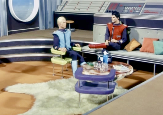 Captain Scarlet Traitor episode - Captain Scarlet and Blue in their lounge.