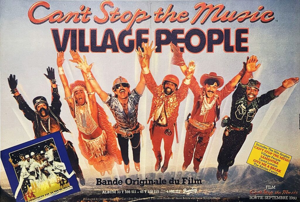 Village People flying on poster.