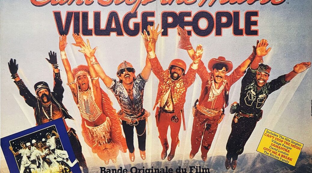 Village People flying on poster.