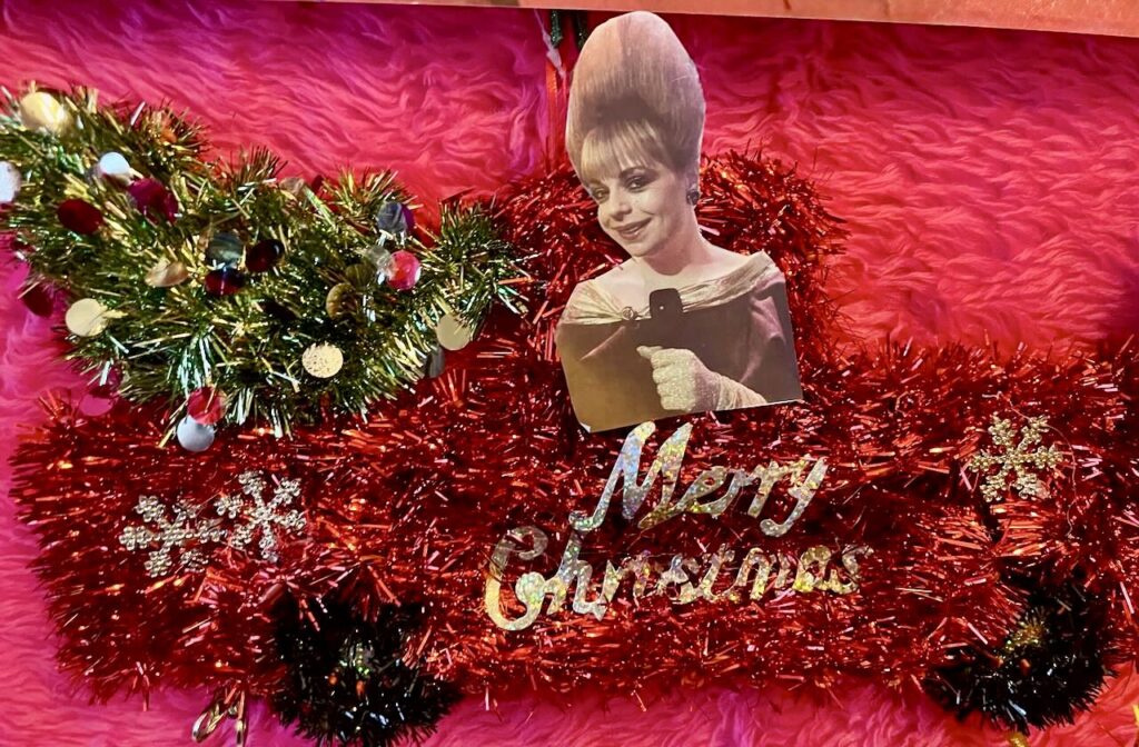 Mari Wilson driving her christmas ute.