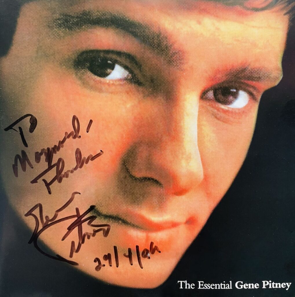 Gene Pitney CD cover signed "to Maynard".