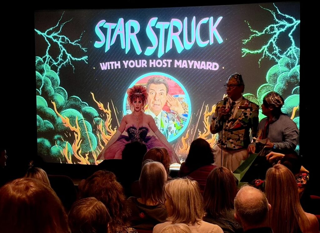 Maynard & Pete Young announce the best outfits in Cinema 1 of Starstruck screening. Sydney Underground Film Festival 2026.